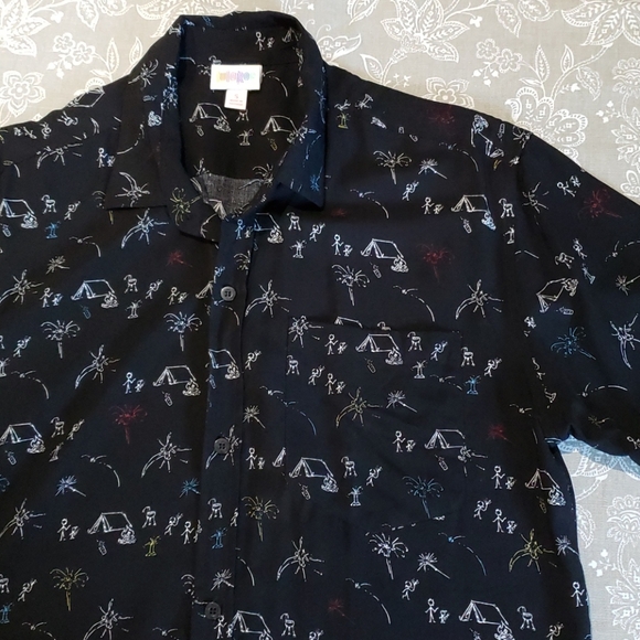 Button Up Men's shirt, Camping theme - Picture 4 of 5